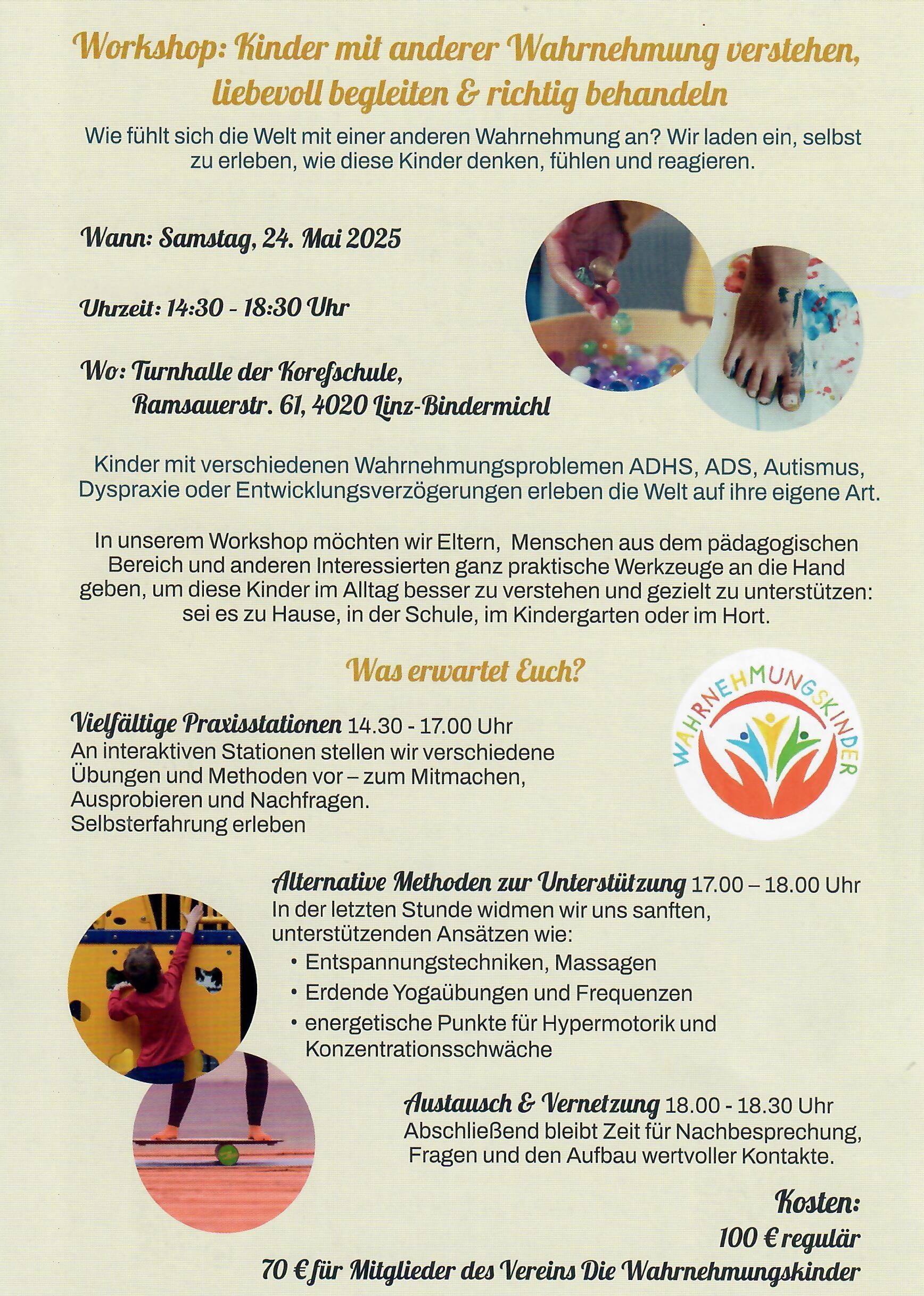 Workshop: Kinder mit anderer Wahrnehmung verstehen und begleiten